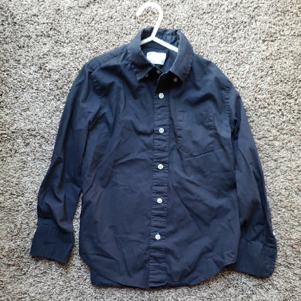 GUC J. Crew Crewcuts Long-sleeve Navy Blue Button-down Shirt Size Small 6-7